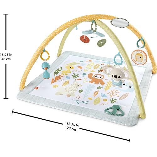 Miniatura 6 de Fisher-Price Alfombra de juegos para bebés Simply Senses para el gimnasio para recién nacidos con juguetes de actividad móvil y sensorial para