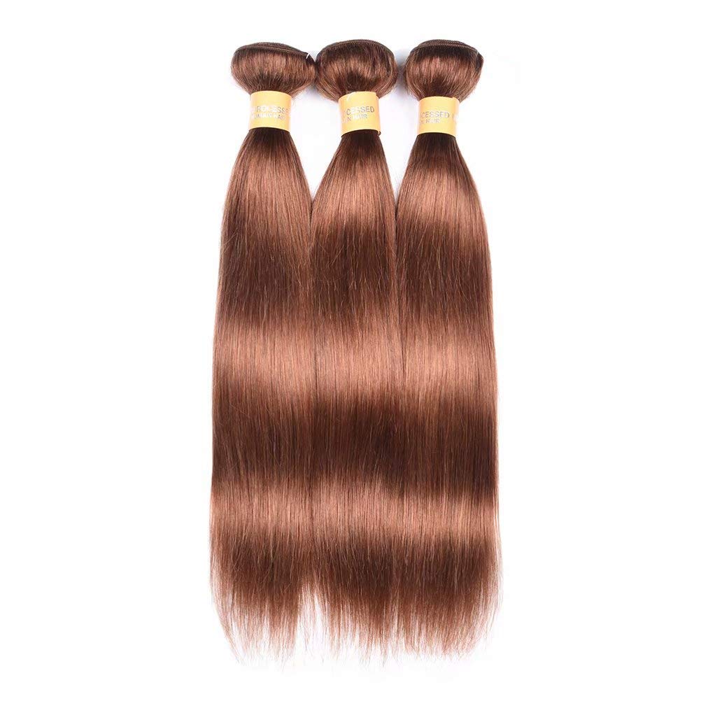 Peruvian Human Hair Straight 3 Bundles Light Brown Amazon.com : WOME Peruvian Straight Hair 3 Bundles 100  main image 4