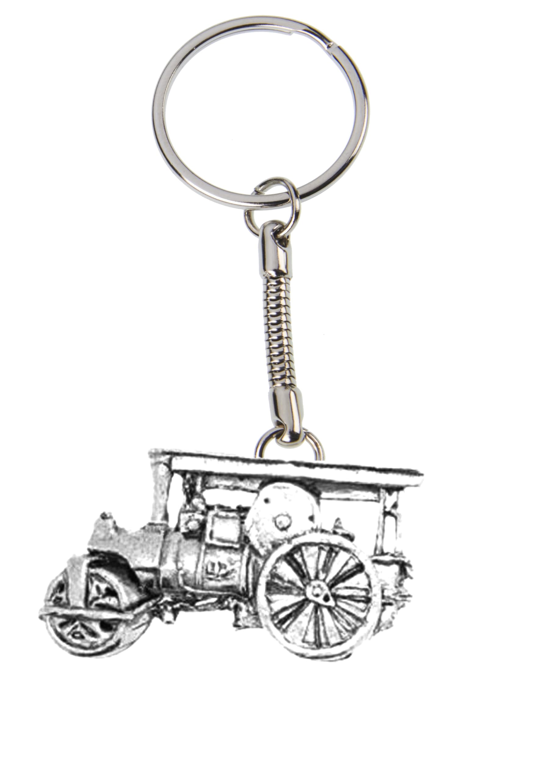 Prideindetails Silver Steam Roller Pp-T22 Made Of Fine English Pewter On A Snake Keyring