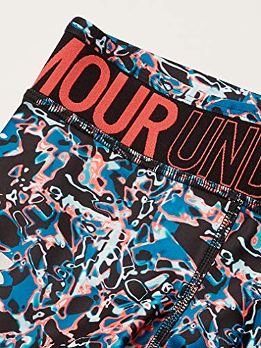 Under Armour Girls' Armour Heatgear Print Novelty Crop Leggings , Black (001)/Metallic Silver , Youth X-Large #TOP1