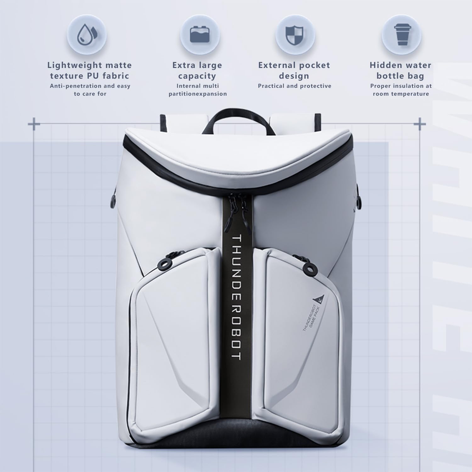 Thunderobot Incandescence Plus Laptop Backpack, 17.3 Inch Gaming & Business Anti-Wear Travel bag, Lightweight and Water-Resistant, Extra Large Capacity with Hidden Water Bottle Bag - Image 5