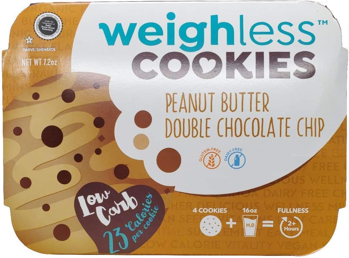 - Cookies Peanut Butter Double Chocolate Chip - 12 Cookies Per Pack - Healthy, Gluten Free, Low Carb, Only 23 Calories Per Cookie