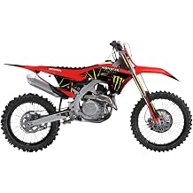 D'cor Visuals Complete Graphic Kit with Monster Energy Slash Design and Compatible with White Background CRF 250R 2019-2021 & CRF 450R 2019-2020, Full Decal Kit