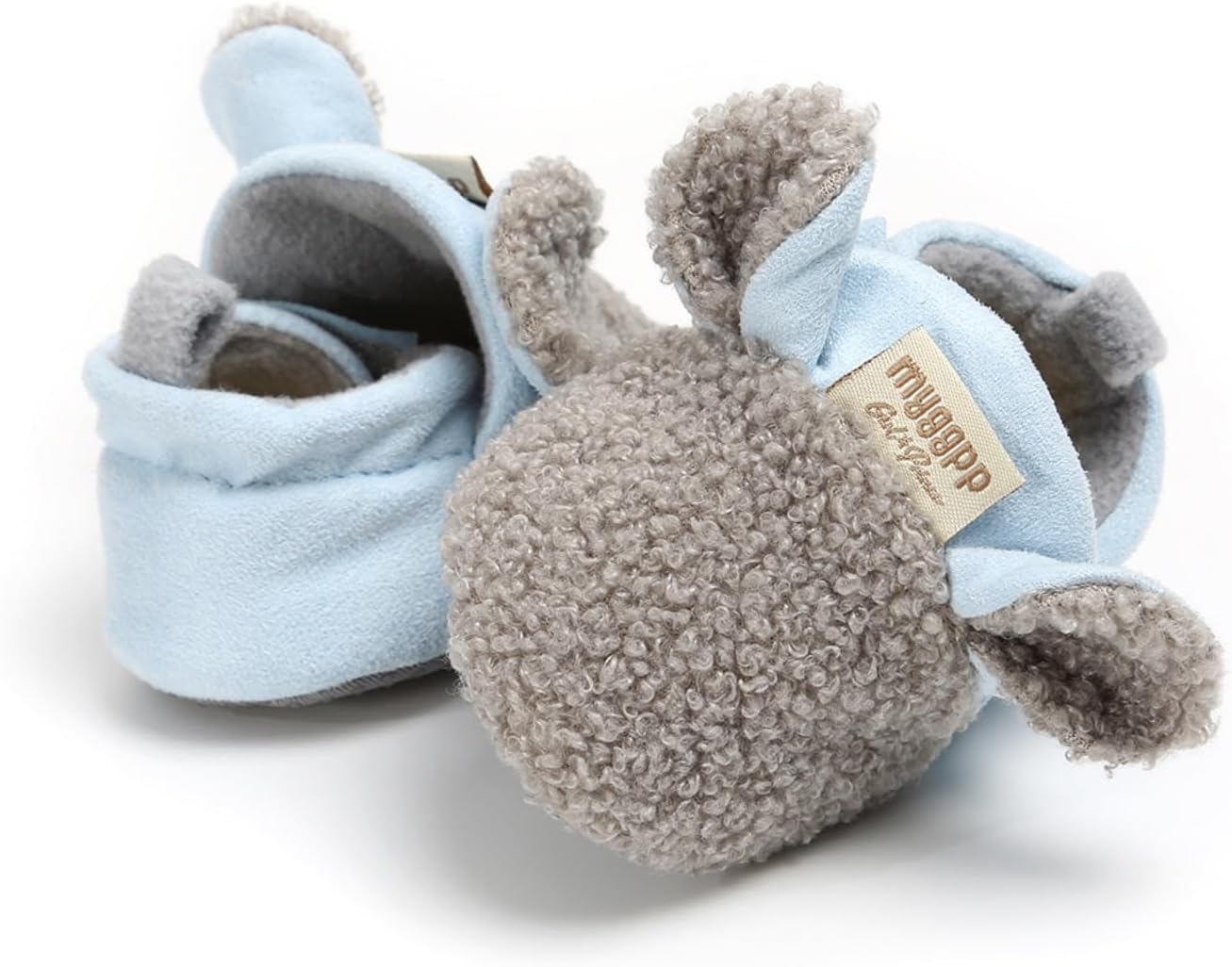 Baby Soft Plush Slippers Cartoon Toddler, Grey, 6-12 Months