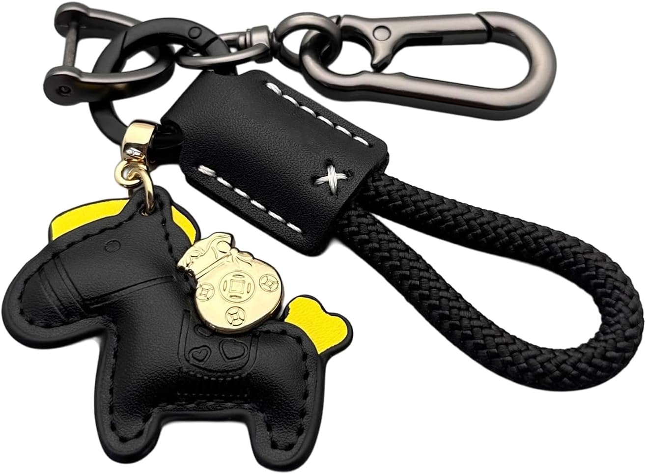 H&Zebrabro Keychain for Car Keys with Horse Charm – Braided Lanyard Key Chain, Stylish Keychains for Men & Women