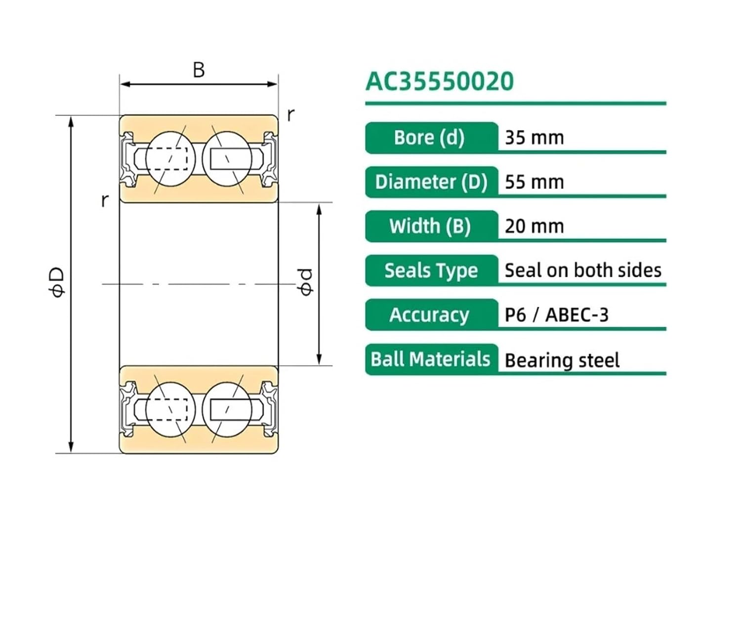 1 Piece AC35550020 35X55X20 35BD219 35BD219DU 35BD219V Automotive air Conditioning Bearing