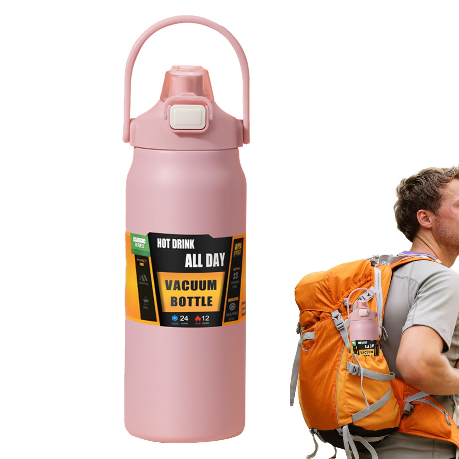 Borraccia Borraccia In Acciaio Inossidabile Da 1500ml Con Cannuccia | Bottiglia per Acqua Fresca Per Bambini, Donne, Uomini, Scuola, Sport, Casa, Viaggio, Caffè E Bevande