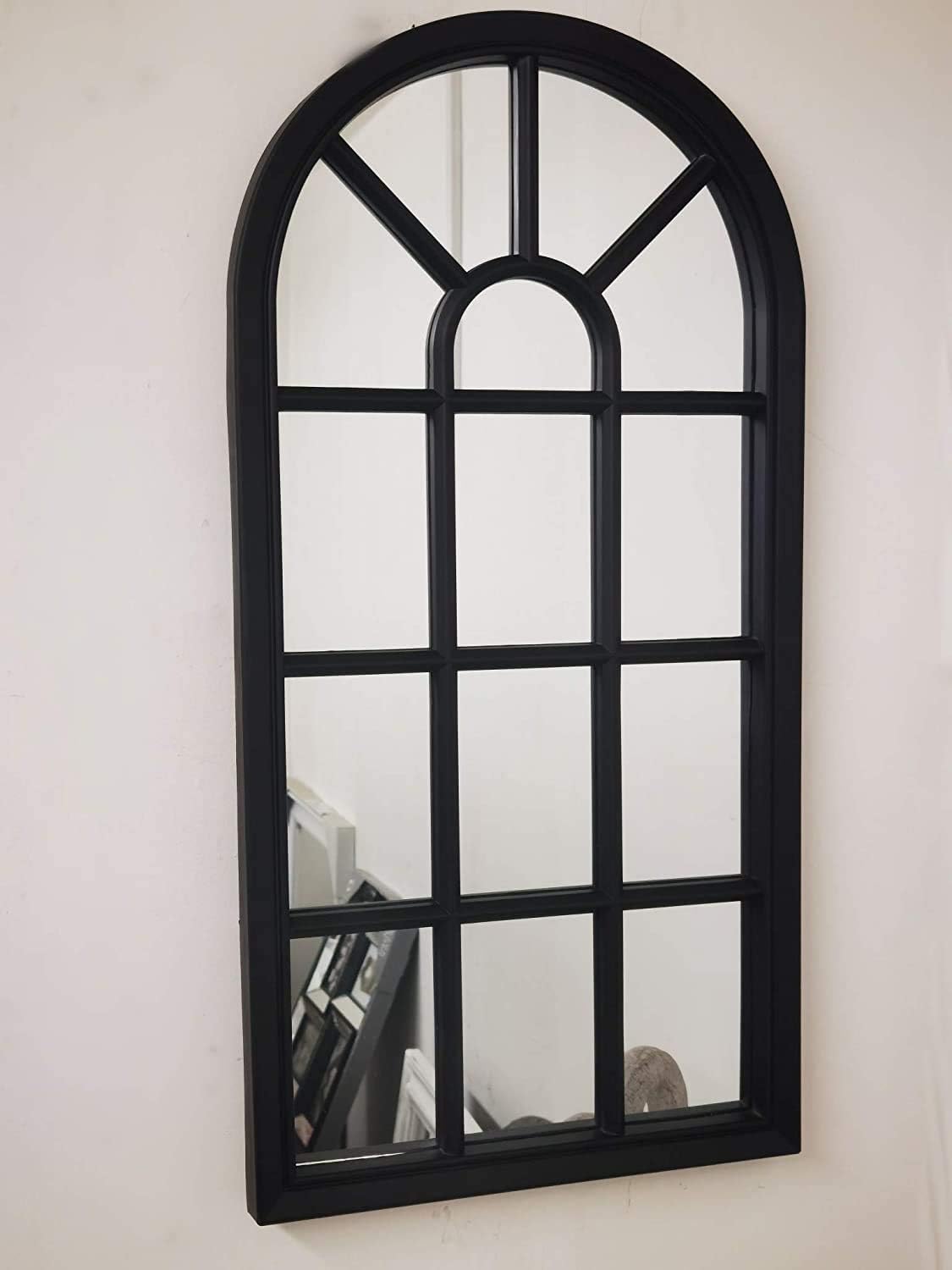 69cm Window Shape Designer Wall Mirror Beautiful Decoration Art Piece Gift (BLACK)