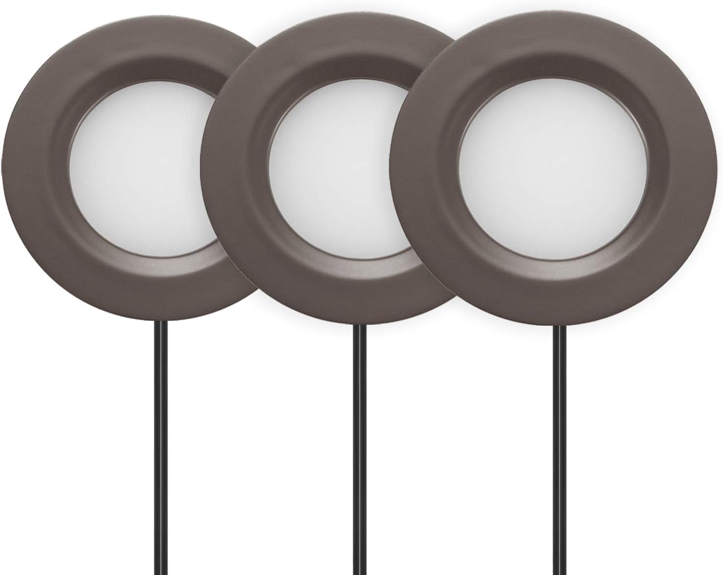GETINLIGHTDimmable LED Puck Lights Kit, Recessed or Surface Mount Design, Soft White 3000K, 12V, 2W (6W Total, 30W Equivalent), Bronze Finished, ETL Listed, (Pack of 3), IN-0102-3-BZ