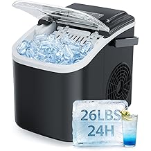 Countertop Ice Maker, 26lbs/24H Portable Ice Maker with Handle, 8 Ice Cubes Ready in 6 Mins, Self-Cleaning Ice Makers Countertop for Home/Party/Travel/Camping/Bar
