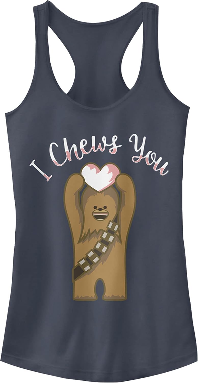 STAR WARS Junior's Valentine's Day Chewie Cute Heart Racerback Tank Top