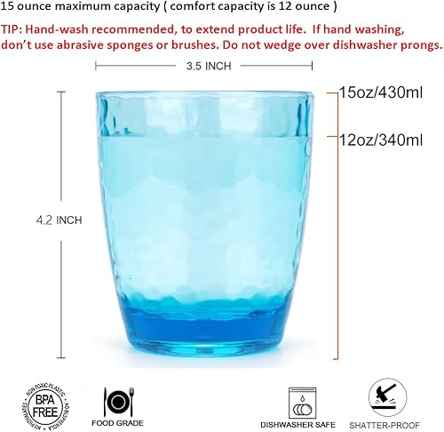 Miniatura 10 de KOXIN-KARLU Vasos acrílicos de plástico de 15 onzas, juego de 6 vasos transparentes
