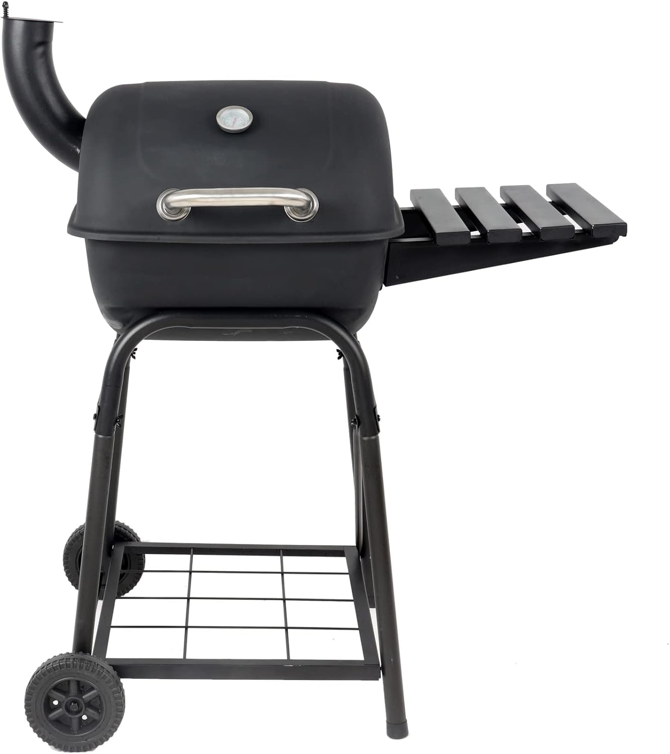 26" Mini Barrel Charcoal Grill with Side Shelf, Black
