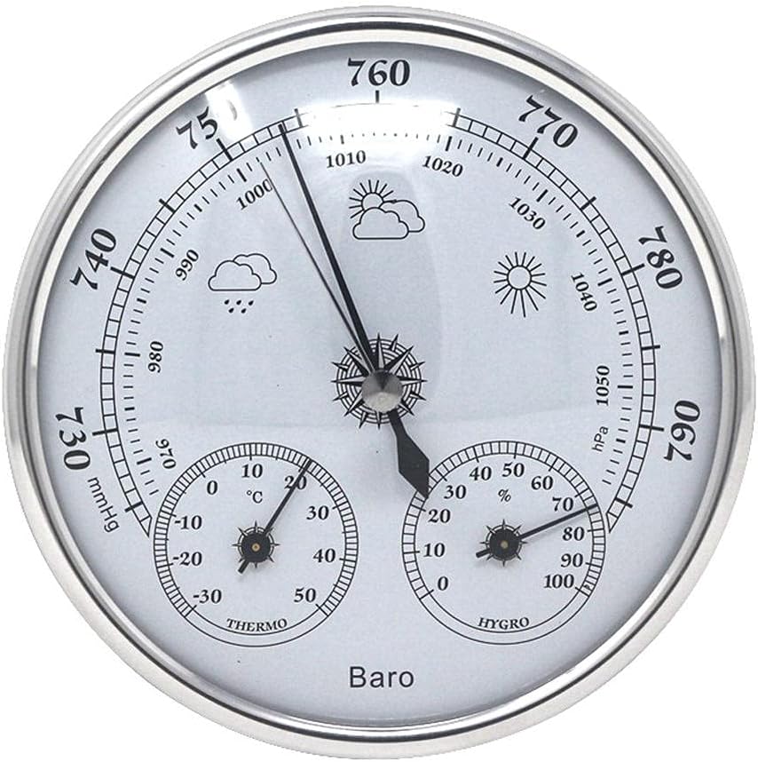 Barometer,Thermometer,Hygrometer,barometers for The Home,barometers Weather Instruments,3 in 1 Outdoor barometers for The Garden Barometer (Color : Gold)