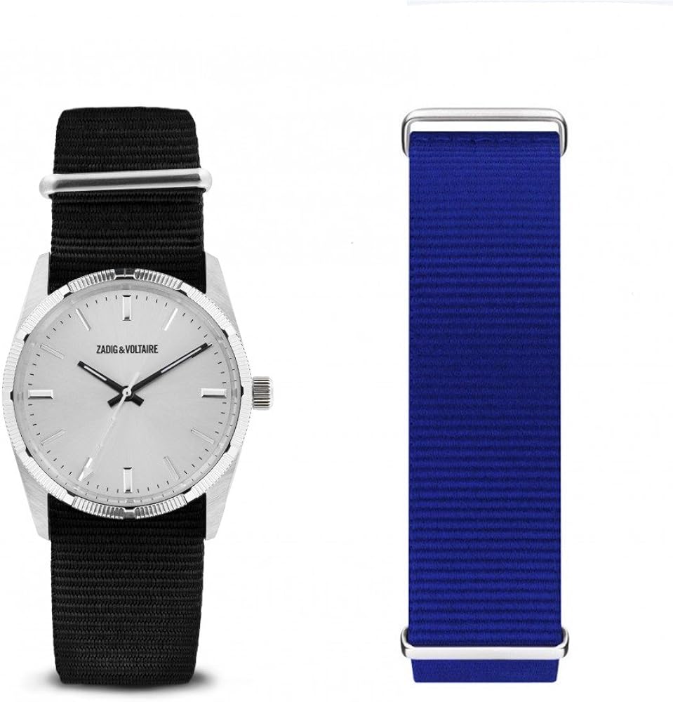 Zadig \u0026 Voltaire Mixte Adulte Analogique Quartz Montre avec Bracelet en  Nylon ZVFA210 : Amazon.fr: Montres