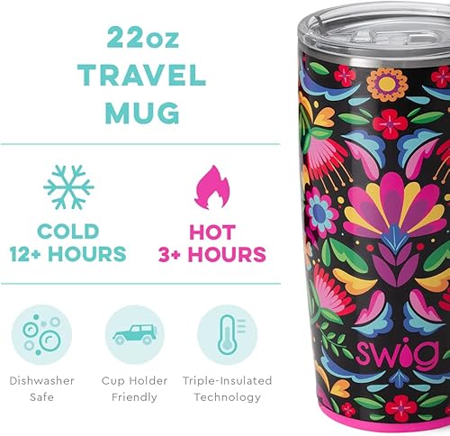 Miniatura 2 de Swig Life Taza de viaje de 22 onzas  Vaso aislado con asa y tapa, apto para vasos, apto para lavavajillas, acero inoxidable, taza de café de viaje,