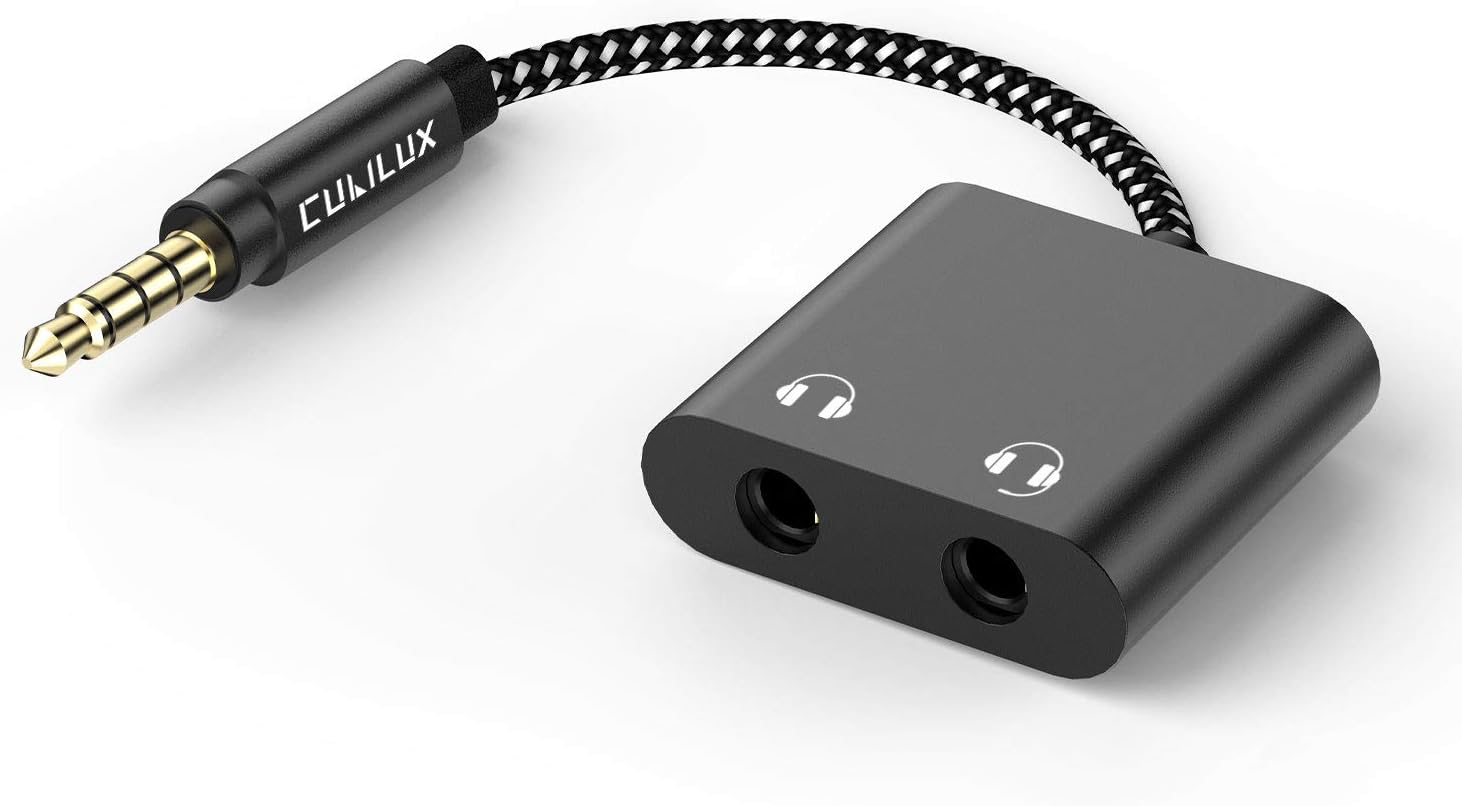 3.5mm Male to Dual Female Headphone Jack Splitter, Double Audio Y Adapter, 2-Port Stereo Earphone AUX Dongle, Compatible with MacBook iPad PC Computer Phone Laptop Tablet PS4 PS5 Xbox One/360