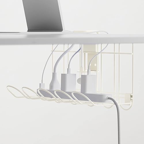Miniatura 3 de BedShelfie Paquete de bandeja de cables CarryUp debajo del escritorio, perfecto para dormitorio universitario, accesorios de cama alta, organizador