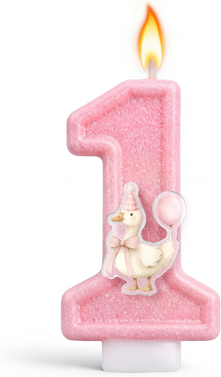 Conelist Strawberry 1 Candle for First Birthday Pink Number 1 Candle