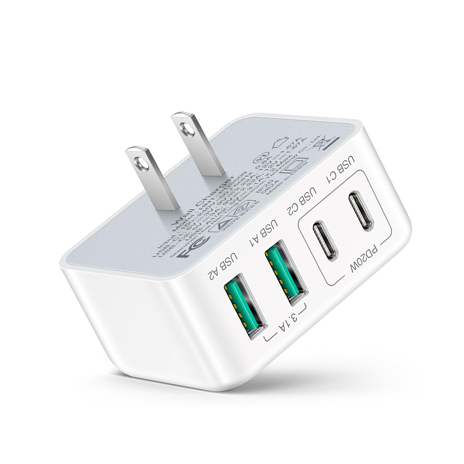 急速充電器 type-c 合計 40W 4ポート USB コンセント PD3.0 QC3.0【PSE認証済・2つのUSB-A+2つのType-C】 コンパクト iPhone 16/15/14/13/12/8/XR/X/SE, Galaxy, Xperia, AquosなどのUSB機器対応 (ホワイト)