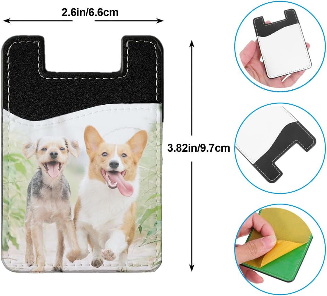 1-100 Pcs Custom Photo Phone Card Holder, Personalized Leather Stick-On Wallet, Customized Picture Logo Adhesive Credit ID Pocket for Back of iPhone, Android & Most Cell Phones,Bulk Business Gift