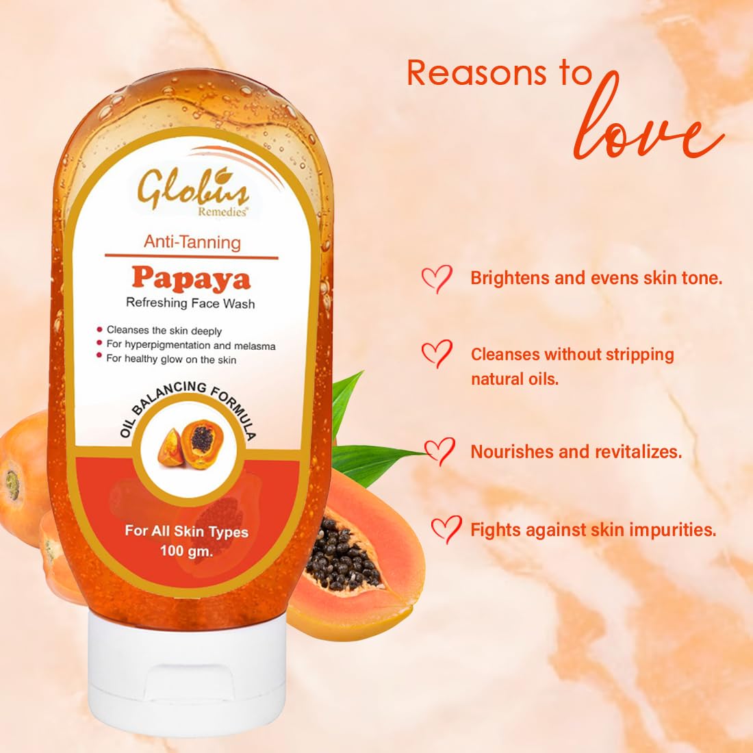 Globus Papaya Purifying Face Wash - 100 ml 2