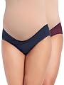 THE MAMA KLUB Women Cotton Blend Pack of 2 Maternity Panties, Low Waist, v Shape, Multicolor, 3XL