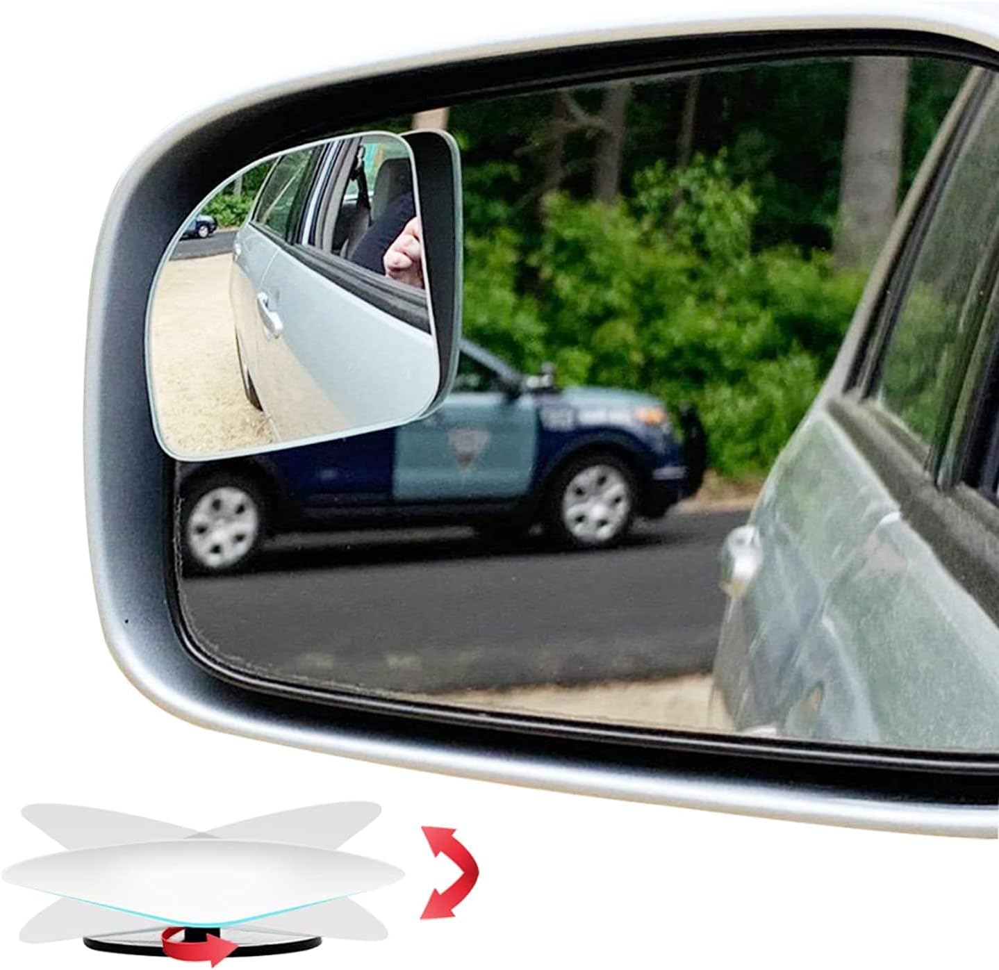 Fan Shape Blind Spot Mirror, HD Glass Frameless Stick on Adjustabe Few Convex Wide Angle Rear View Mirror for Car Blind Spot, Pack of 2