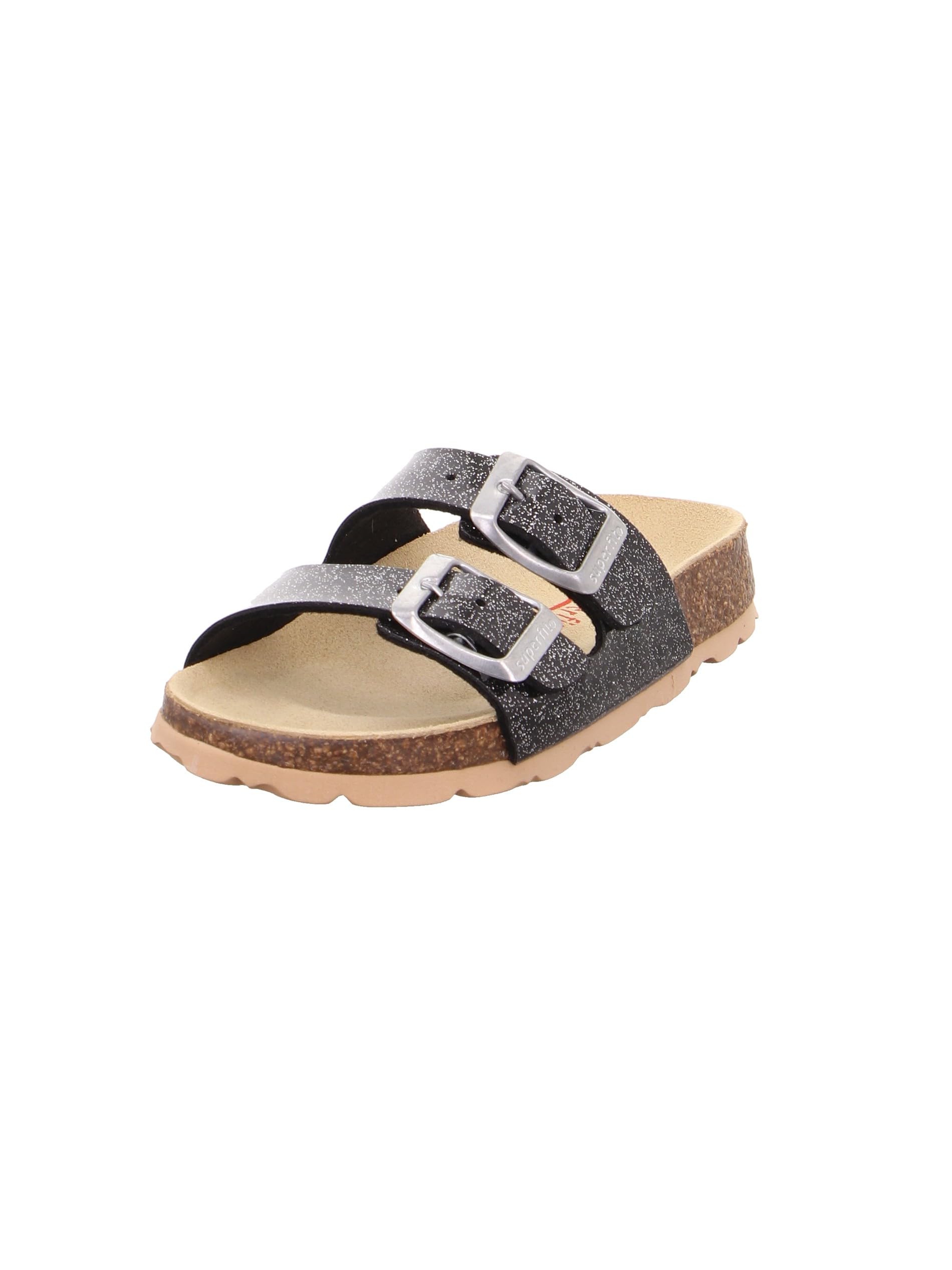 Superfit Girl's FUSSBETTPANTOFFEL Hausschuhe, SCHWARZ/SILBER 0100