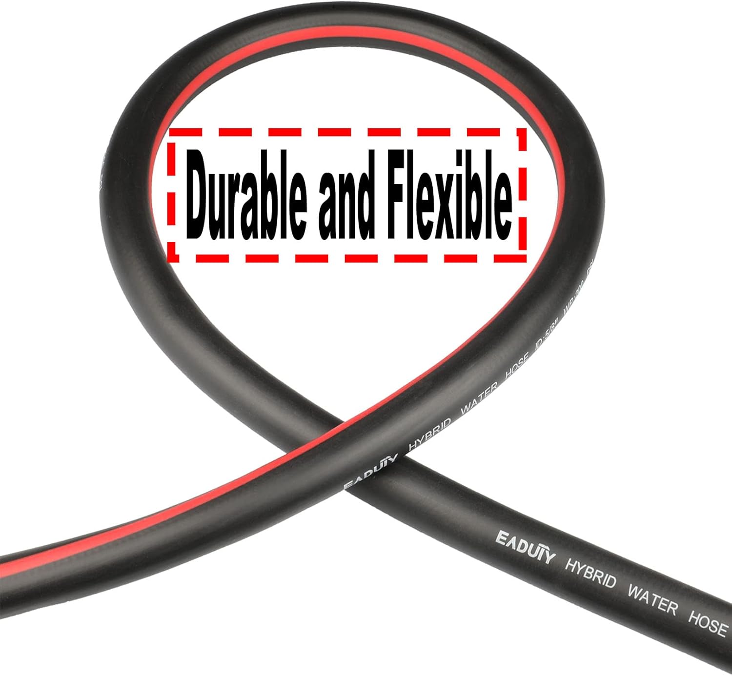 Hybrid Garden Hose 5/8 IN. x 25 FT, Heavy Duty, Lightweight, Flexible with Rotatable Handle and Solid Brass Fittings, Gray+Red