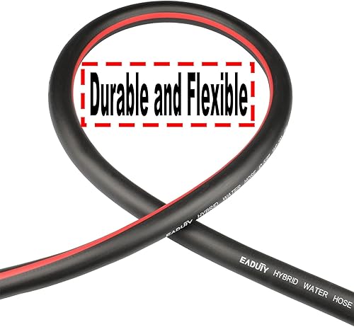 Miniatura 2 de Manguera de jardín híbrida de plomo de 58 pulgadas x 6 pies, resistente, ligera, flexible con mango giratorio y accesorios de latón macizo, gris y