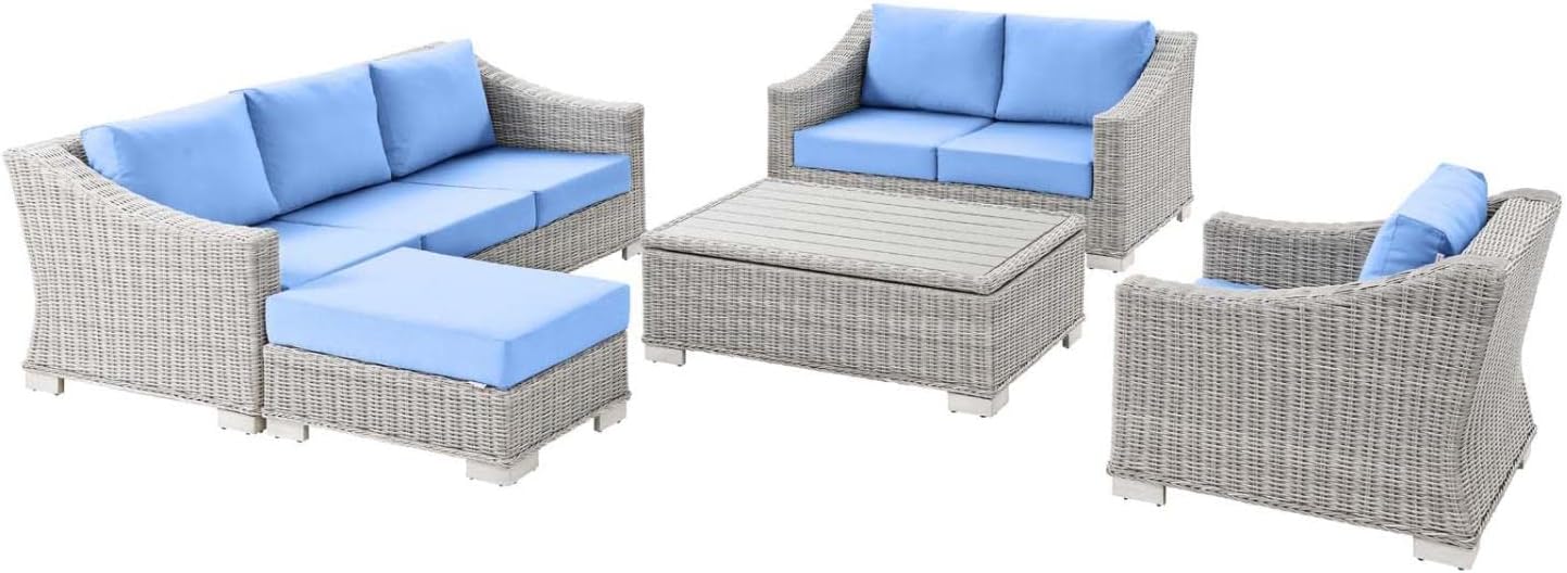 Modway EEI5092LBU Conway Patio Furniture Set, Light Gray