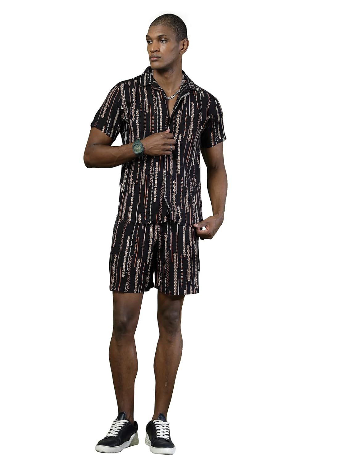 Rigo Printed Co-Ord Set for Men’s | Casual Shirt & Shorts Night Suit Set | Lounge-wear Nightdress Pajama Set for Men’s | Night Wear, Beach Wear, Vacation Wear