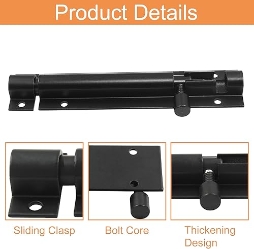 Miniatura 4 de Piutouyar 2 pestillos de cerrojo de barril de 4 pulgadas, pestillo de puerta corredera de alta resistencia, de aleación de aluminio, mini cerrojo