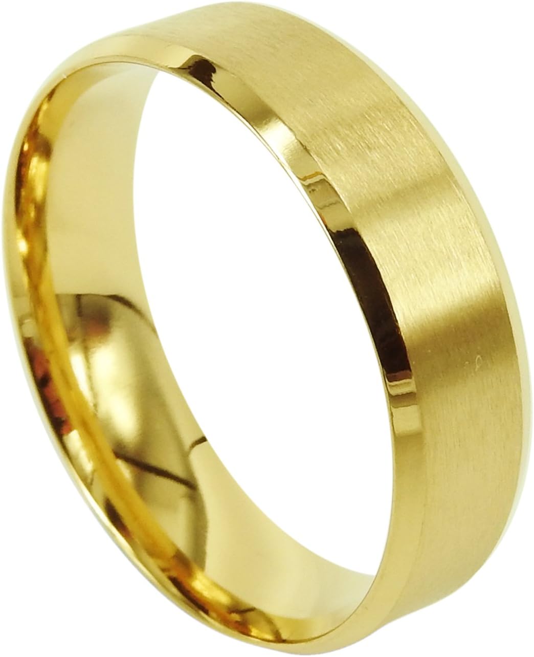Everstone Men Titanium Ring Gold Matte Wedding Band Anniversary Engagement Ring Unisex Ring 7mm Size 3.5-16.5