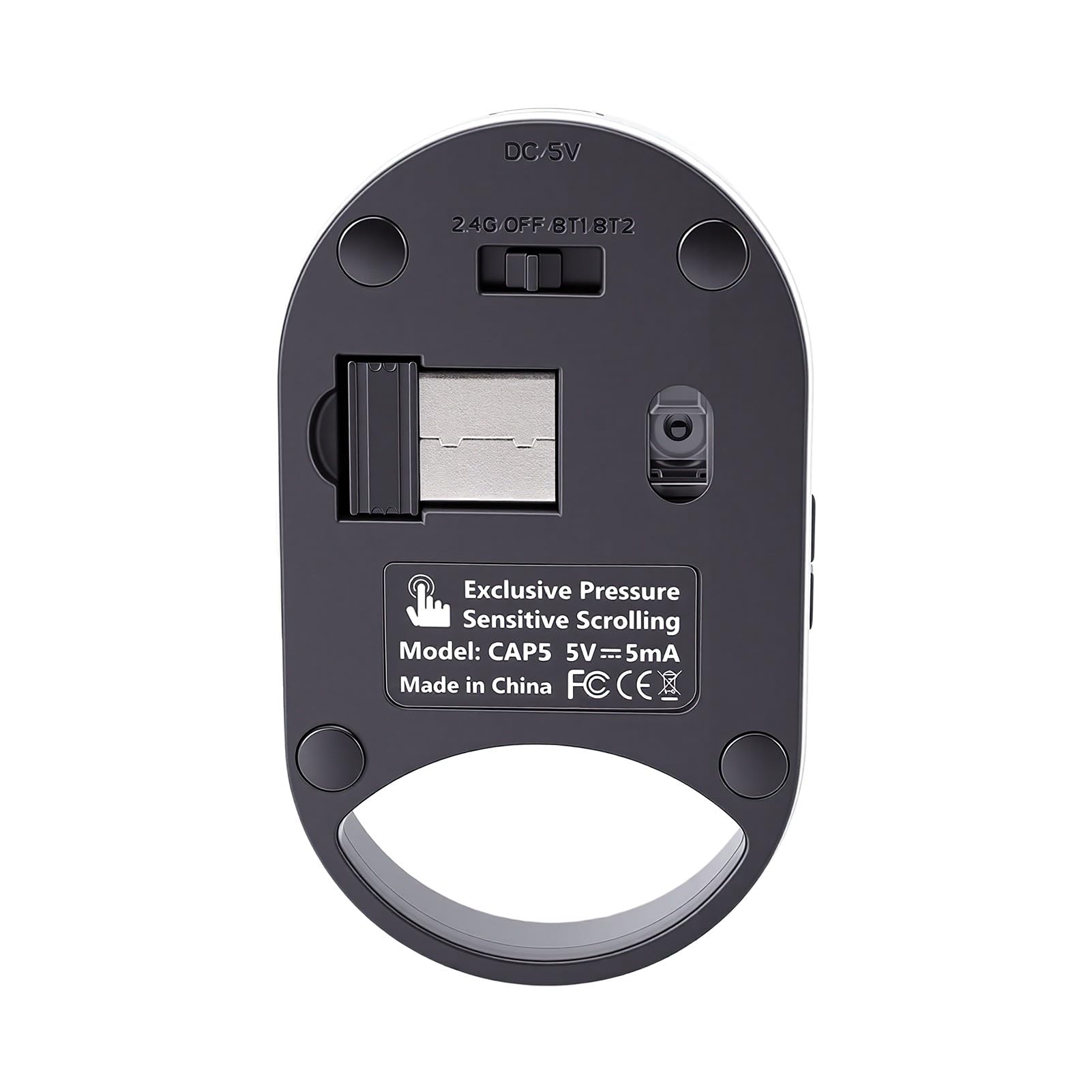Annadue Rotellina Mouse Compatta Silenziosa, Slim Mouse 4000 DPI, Tre modalità, for Uso Ufficio