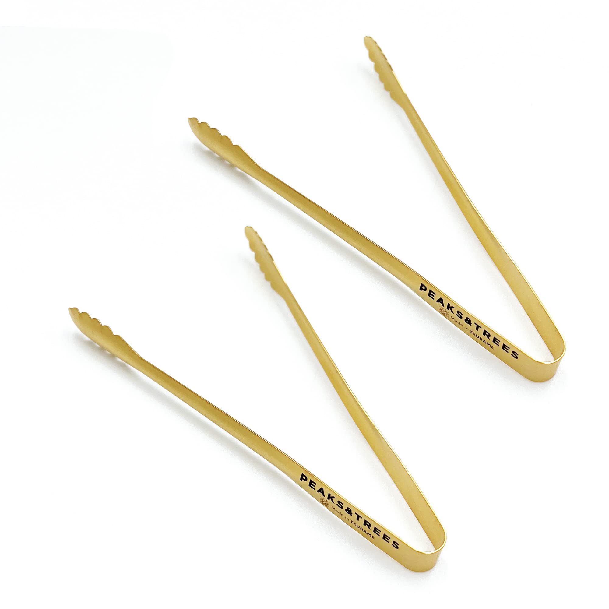 PEAKS&TREES Camping Tongs, Stainless Steel, Mini Size, Gold Tongs, Single Item, Yakiniku, Outdoor, Made in Japan, Tsubamesanjo, BBQ, Grill, 24K Plated, Small, Kitchen Tools, Cookware, Cooking : Sports