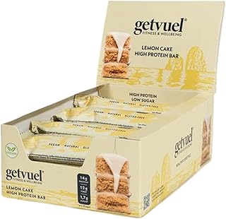 getvuel High Protein Riegel Lemon Cake – 12x50g | 14g pflanzliches Protein | nur 1,7g Zucker | vegan, glutenfrei | mit weißer Schokolade | natürliche Zutaten