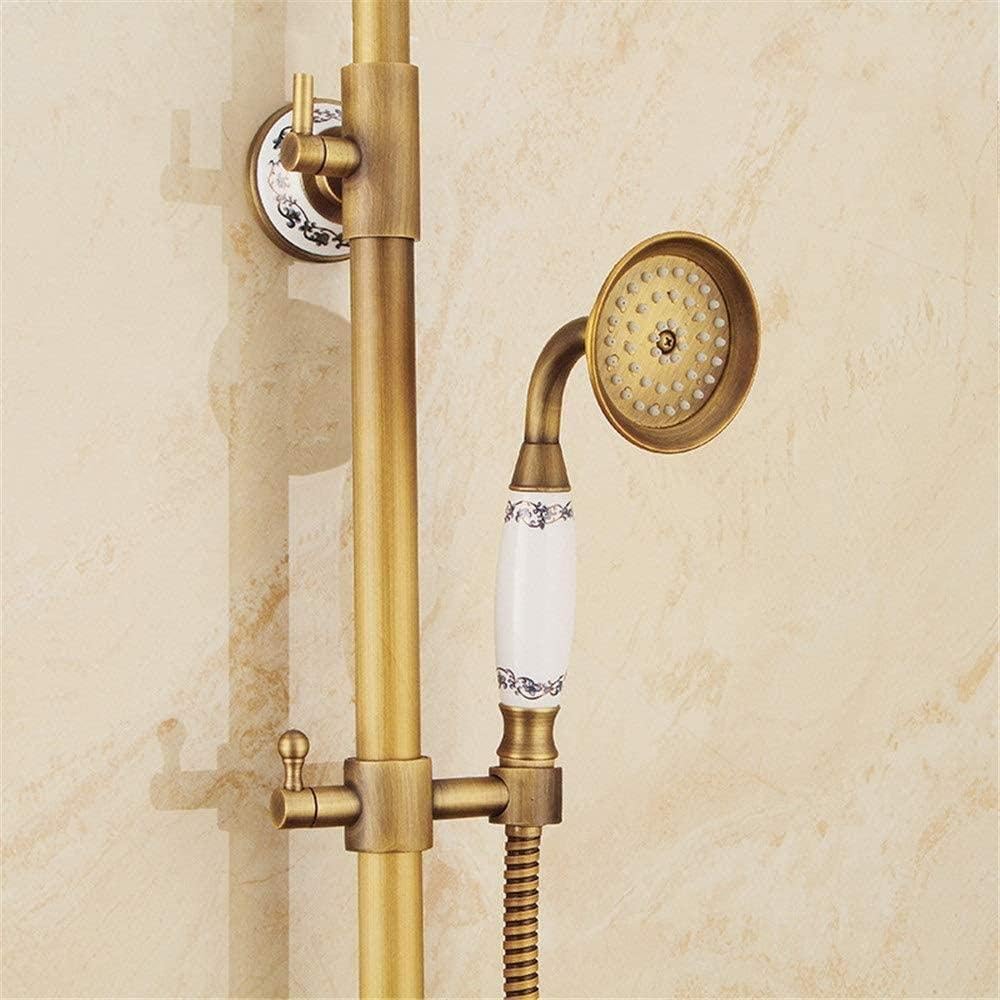 Shower Set Shower Set Adjustable Copper Shower Shower Spray Rainfall Brass Bathroom Shower Faucet Head Wall-Mounted Antique Hand-held Spray Head Thermostatic Bathtub Shower Faucet