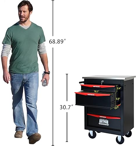 Miniatura 120 de Larmliss Carro de herramientas rodante de 5 cajones, caja de herramientas rodante sobre ruedas, organizador de almacenamiento de herramientas