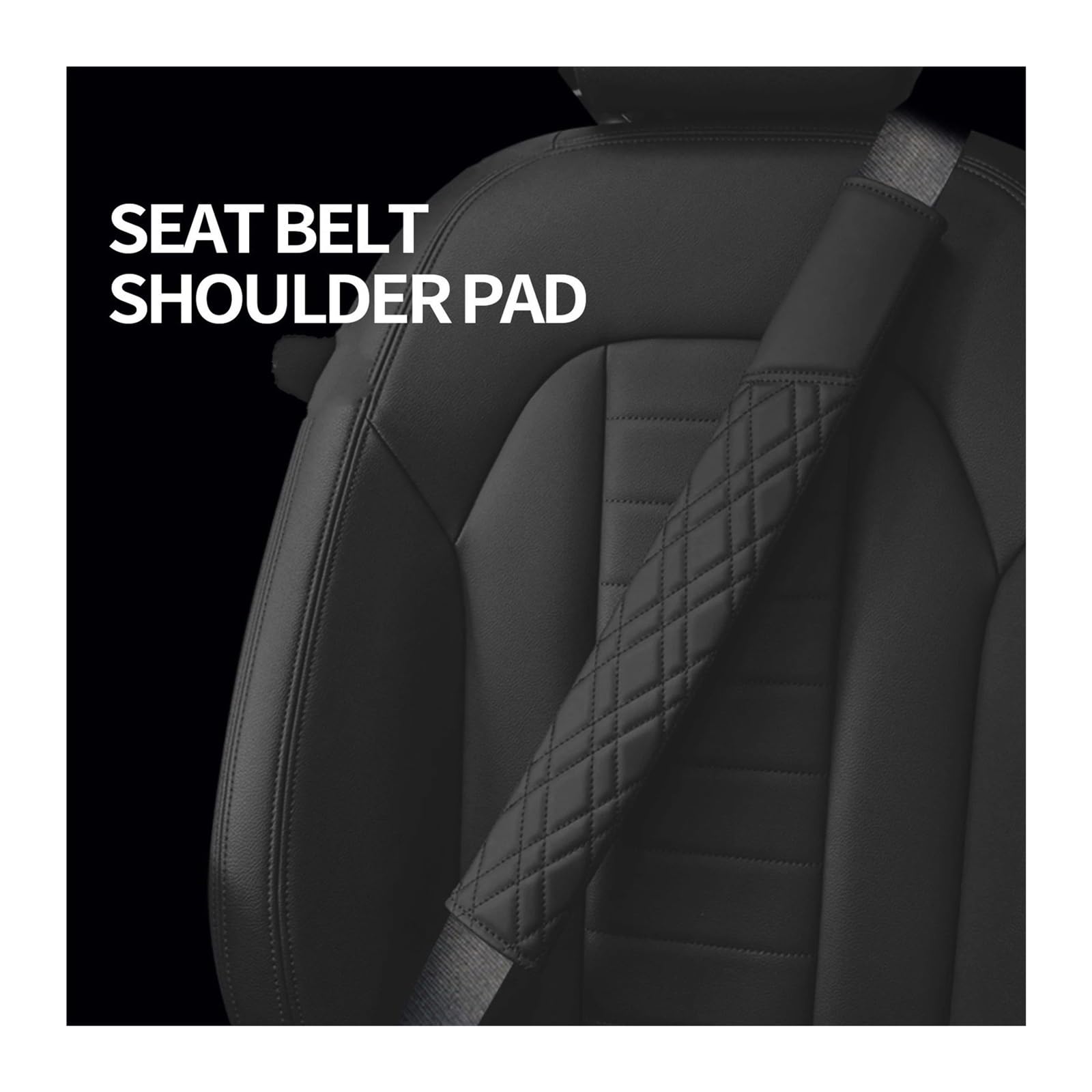 Almohadilla cinturón Almohadillas Para Cinturón Seguridad Coche Almohadilla Universal Cuero Para Correa Hombro Funda Cojín Protector De Seguridad(Black2)