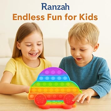 Pop Fidget Toy Car Push Pop Bubble Sensory Kids And Adults Travel Poppet Toy Squishy Toy For Gifts & Parties ADHD Stress & Anxiety Relief Toy Squeeze Multicolour Toddler Toy (Car)