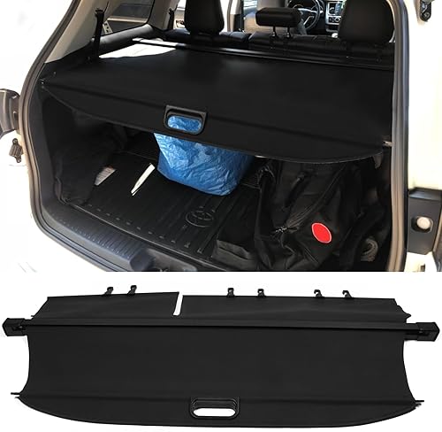 Miniatura 2 de IKON MOTORSPORTS - Cubierta de carga compatible con Toyota Highlander 2014-2019, sin pintar, negro Vinly+barra de aluminio trasera Tonneau cubierta
