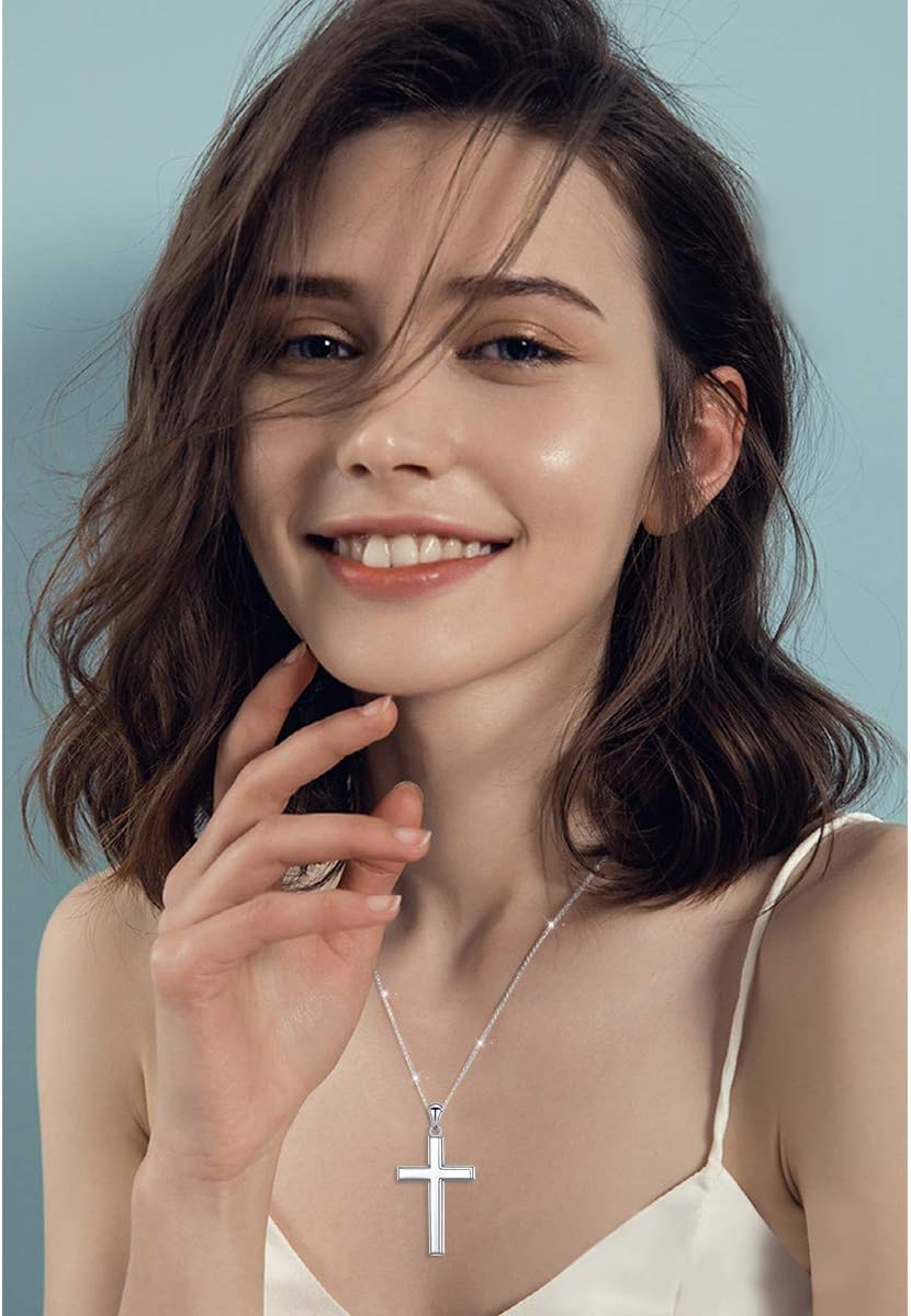 DAOCHONG S925 Sterling Silver Cross Pendant Necklace for Women Men Note Music Flower Panda Pentacle Jewelry - Image 2