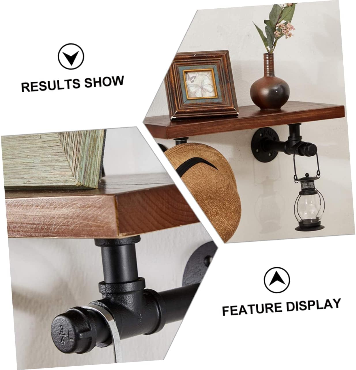 2pcs Iron Shelf Brackets Wall-Mounted Floating Shelve Bracket Pipe Holder for Home Decor DIY Shelving