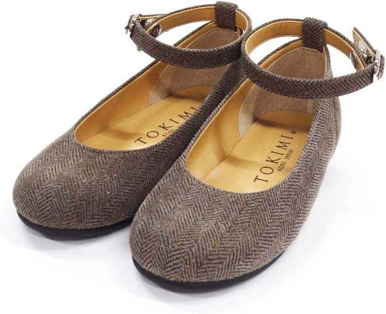 [時見の靴] 子ども靴 女の子 発表会 入学式 卒業式 ヘリンボーンアンクルベルトパンプス (21.0cm)