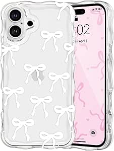 QLTYPRI, Custodia trasparente per iPhone 16 E dal grazioso bordo ondulato, con motivo floreale, in morbido silicone/TPU, antiurto e protettiva, per donne e ragazze, floreale rosa floreale