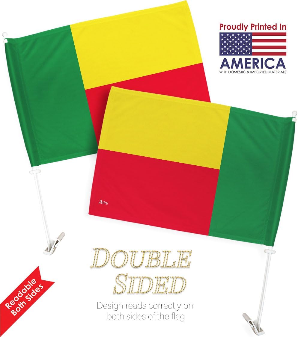 Team Benin Car Flag Bandera para Carros De Beninese Decor for Window Clip Mount Auto Accessories Sport Fan Gifts League Olympics Party Supplies Patriotic Decorations Made in USA