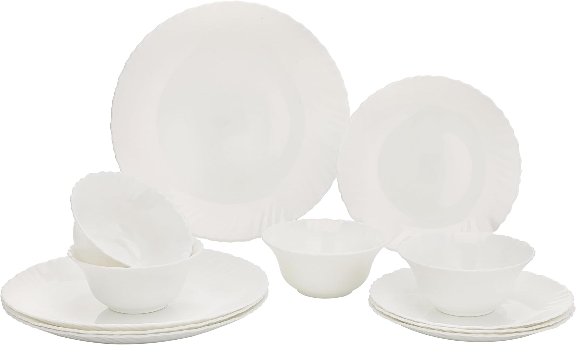 Royalford Opal Wear Dinner Set, 12Pc, Beautiful Elegant Design, Dishwasher Safe/Freezer Safe Ideal For Family Meals And Casual Gatherings White, RF10287