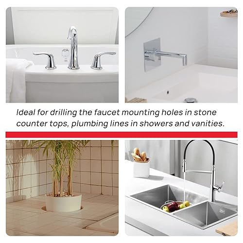 Miniatura 19 de DT-DIATOOL Broca de núcleo de diamante de 1 pulgada - Sierra de agujero soldada de 0.984 in con eje 5/8-11 para piedra dura de mármol de granito